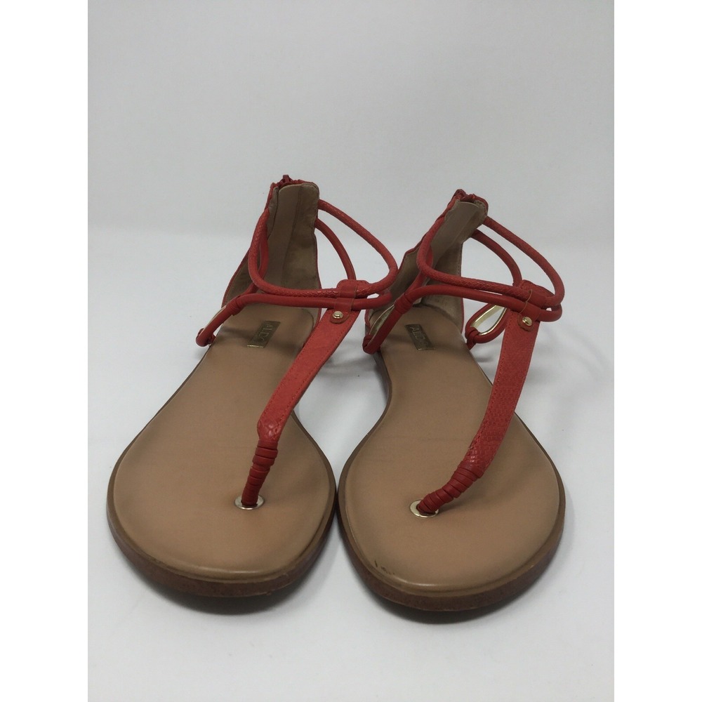 Aldo Women's Shoe Size 8.5 Orange Strappy Zip Back Flat Sandals